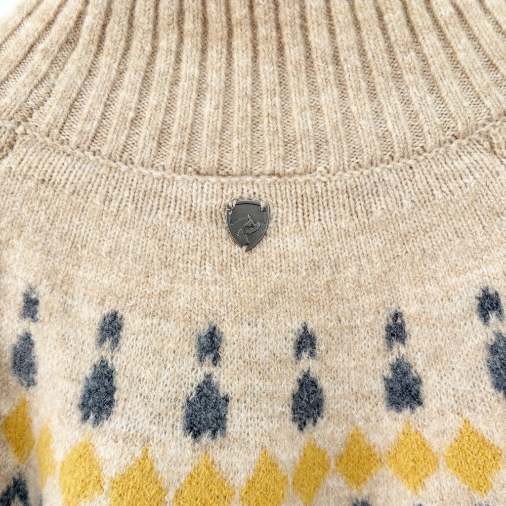 EUC Kühl Women’s Alpina Sweater Size L Oatmeal Merino Wool Blend Fair Isle Kuhl - Picture 5 of 8